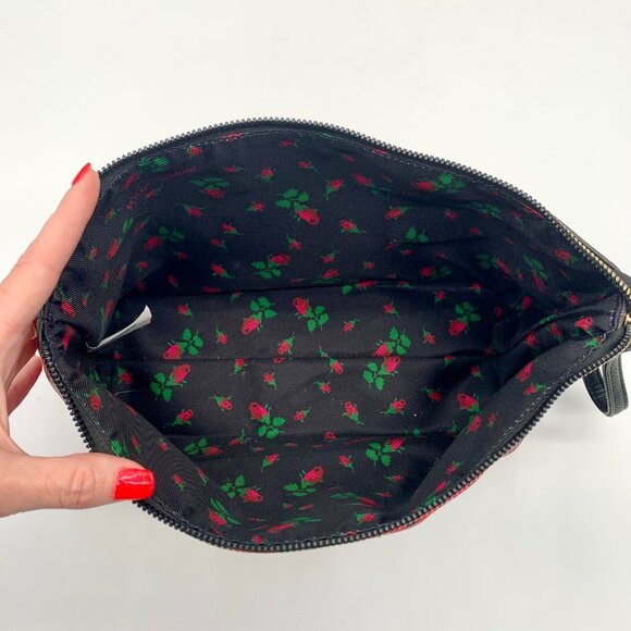 Betsey Johnson Black Floral Printed Large Zip Pouch - Picture 11 of 11